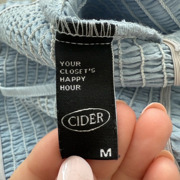 Baby Blue Ruched Tube Top w/ Optional Tie - Picture 3 of 7